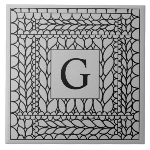 Carreau TUILE EN CÉRAMIQUE GRISE ENVERS ENDROIT + Initiale