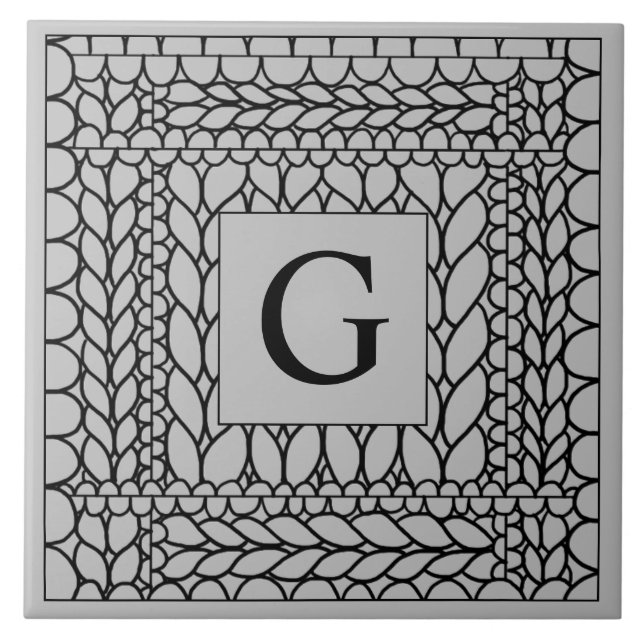 Carreau TUILE EN CÉRAMIQUE GRISE ENVERS ENDROIT + Initiale (Devant)