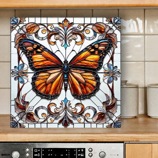 Carreau Tuile en céramique Papillon en verre tendu