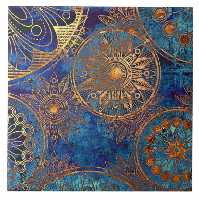 Carreau Tuile en céramique - Roues d'or (Devant)