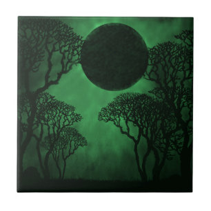 Carreau Tuile foncée d'éclipse de forêt, verte