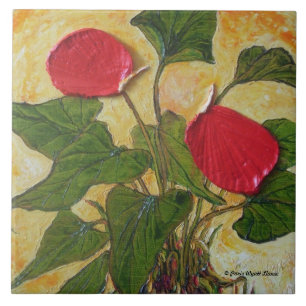 Carreau Tuile hawaïenne rouge d'usine de lave (anthure)