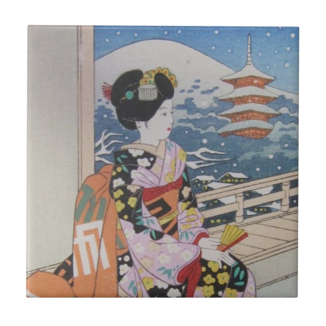 Carreau Tuile japonaise de geisha (Devant)