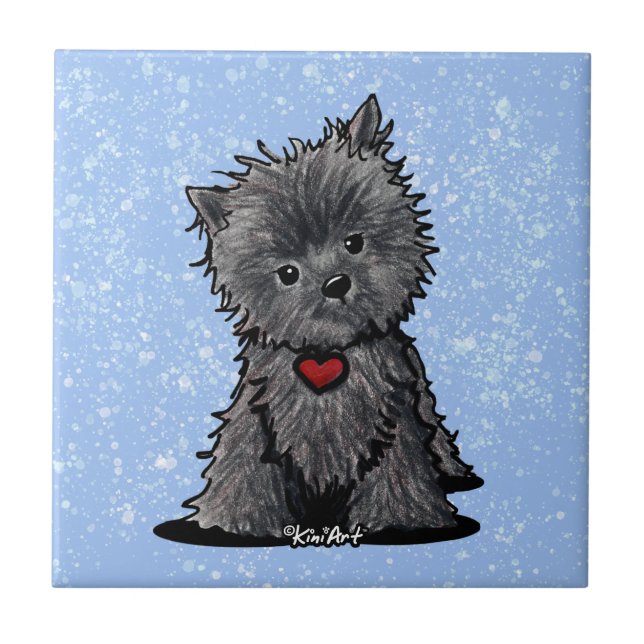 Carreau Tuile KiniArt Curious Affenpinscher (Devant)