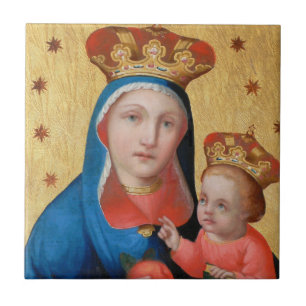 Carreau Tuile Madonna de Noël et enfant