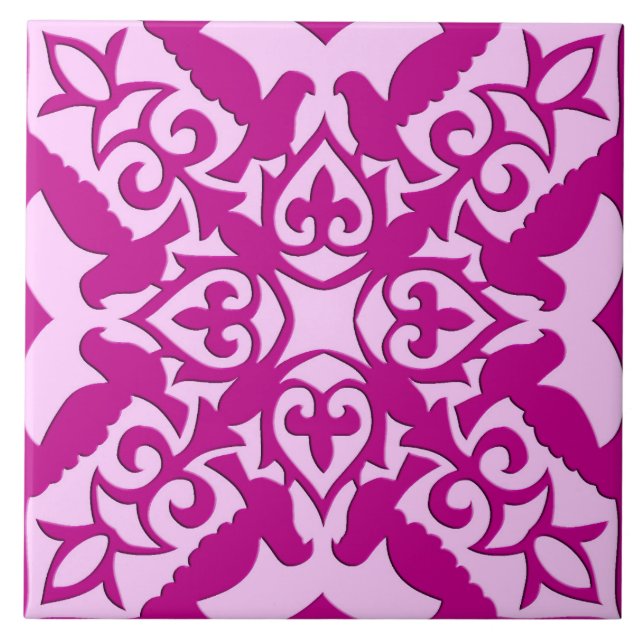 Carreau Tuile marocaine - magenta et rose (Devant)