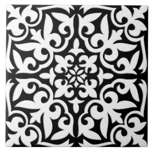 Carreau Tuile marocaine - noir avec l'arrière - plan blan
