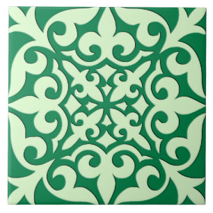 Carreau Tuile marocaine - verte et vert clair