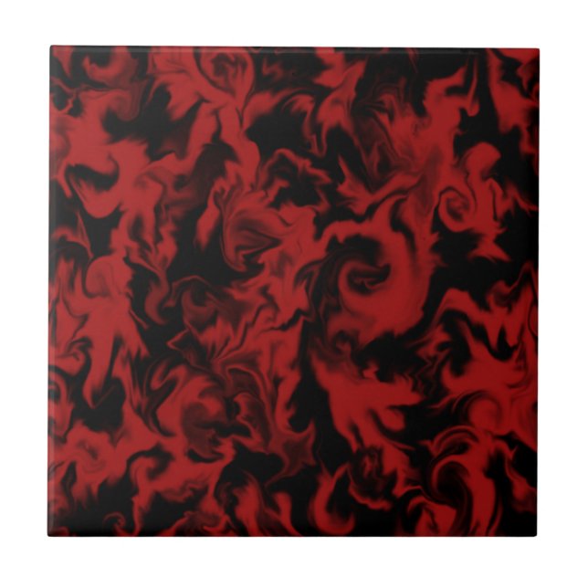 Carreau Tuile mélangée rouge et noire moyenne de couleur (Devant)