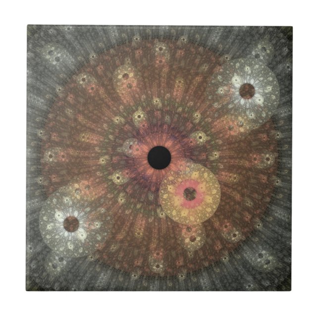 Carreau Tuile métallique de fractale de flamme (Devant)