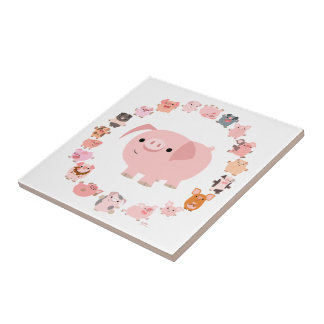 Carreau Tuile mignonne de mandala de porc de bande