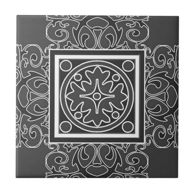Carreau Tuile modelée noire et blanche (Devant)