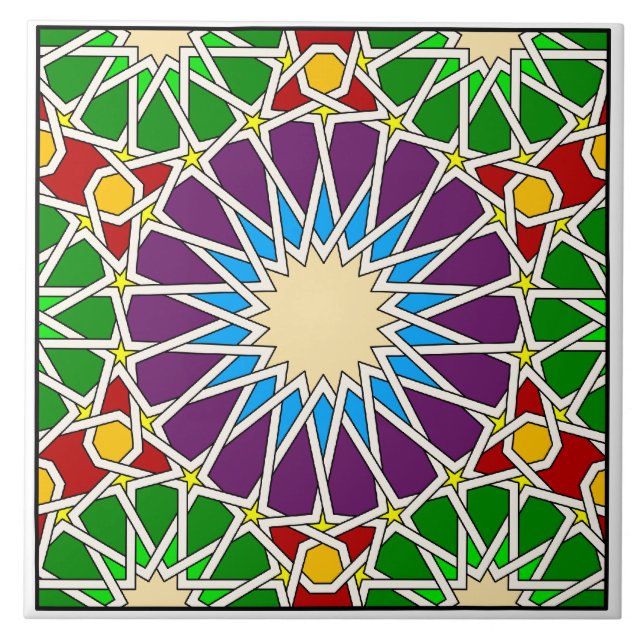 Carreau Tuile motif géométrique islamique (Devant)
