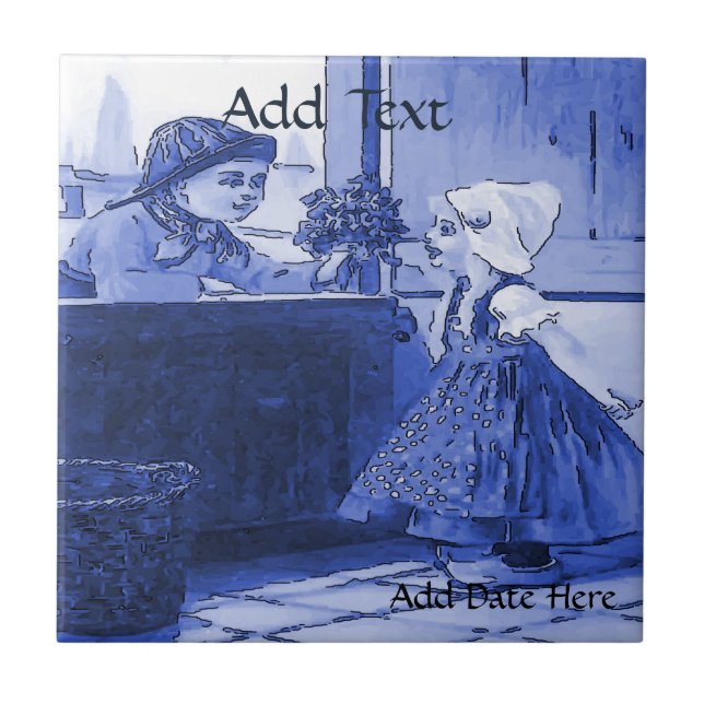 Carreau Tuile néerlandaise, look hollandais, Personnaliser (Devant)