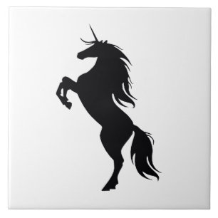 Carreau Tuile noire de silhouette de licorne
