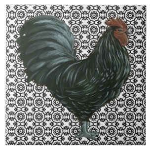 Carreau Tuile noire et blanche de coq