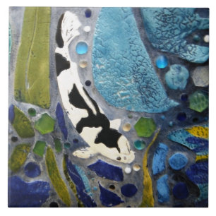 Carreau Tuile noire et blanche de Koi