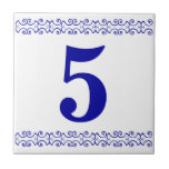 Carreau Tuile numérique victorienne<br><div class="desc">Tuile numérique victorienne - Bleu sur blanc avec bordure d'imprimante</div>