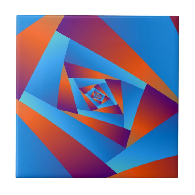 Carreau Tuile orange et spirale bleue (Devant)