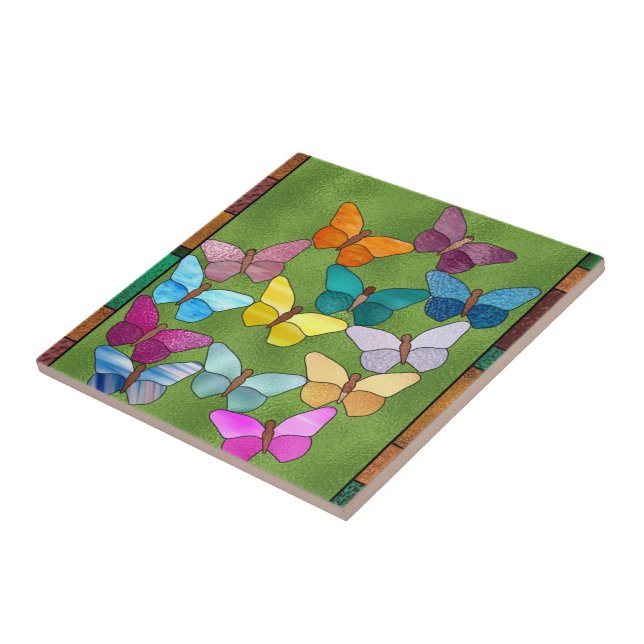 Carreau Tuile papillon en verre Faux (Côté)