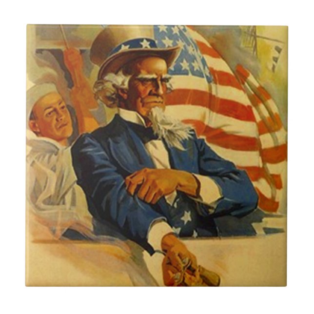 Carreau Tuile patriotique d'Oncle Sam de midshipman (Devant)