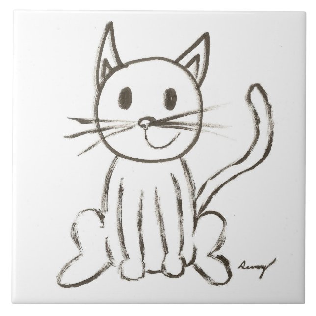 Carreau Tuile peinte de Kitty (Devant)