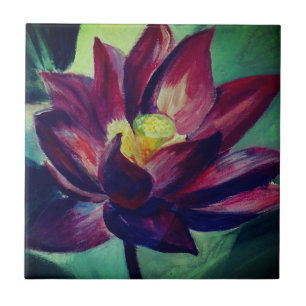 Carreau Tuile photo de dessin de Lotus pourpre