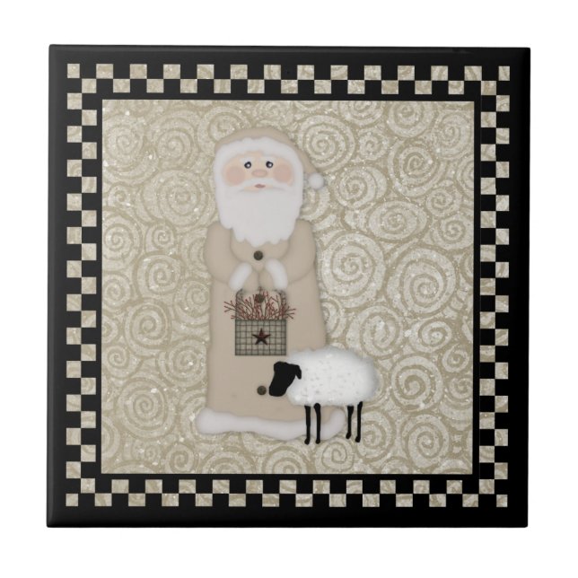 Carreau Tuile primitive de Père Noël (Devant)