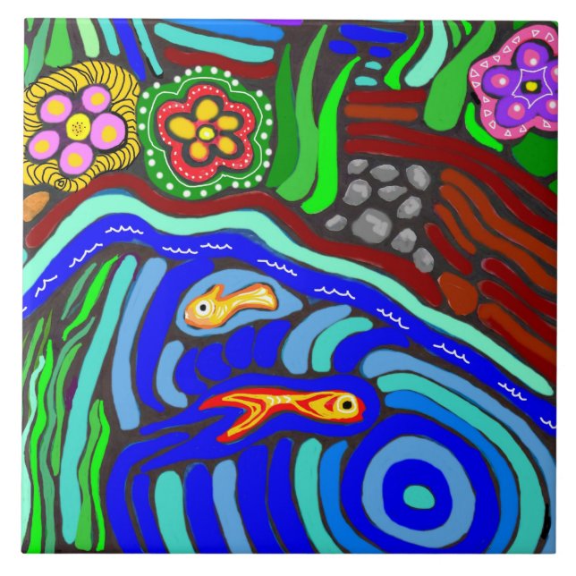 Carreau Tuile psychédélique de jardin (Devant)