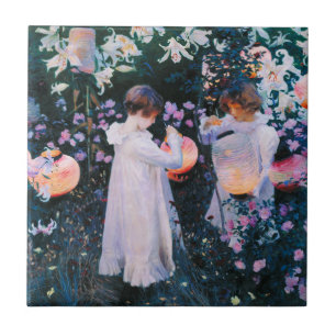 Carreau Tuile rose de lis de lis d'oeillet de John Singer