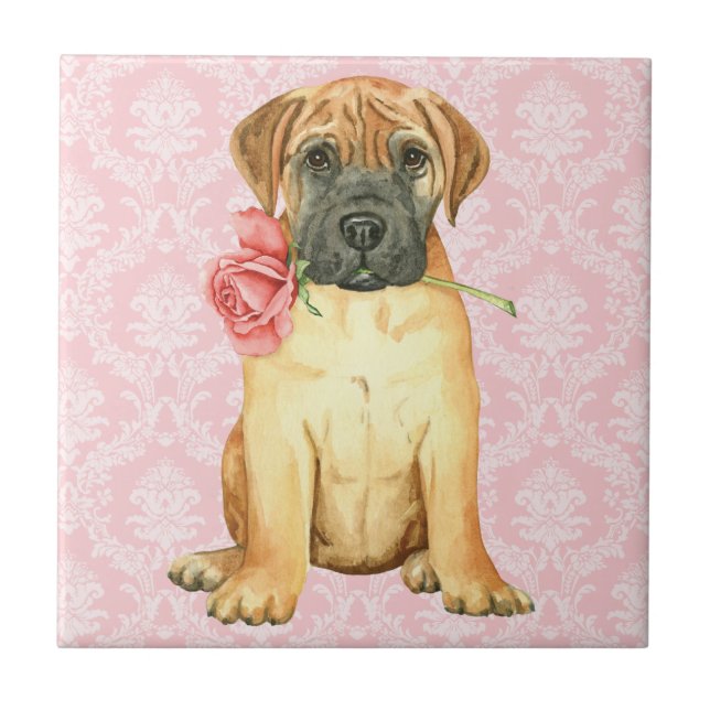 Carreau Tuile Rose Valentine Bullmastiff (Devant)