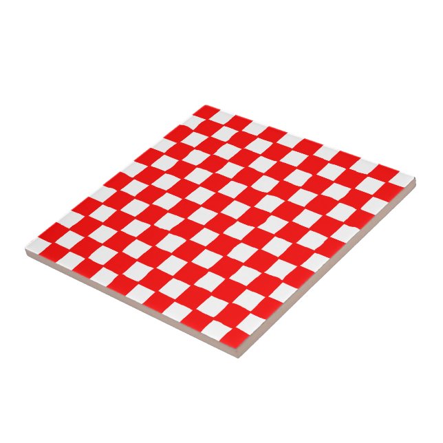 Carreau tuile (rouge) checkered de motif (Côté)