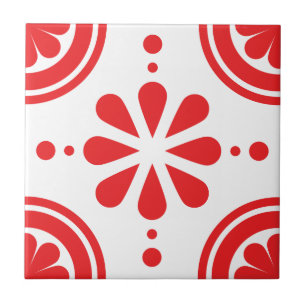 Carreau Tuile scandinave florale rouge simple de motif