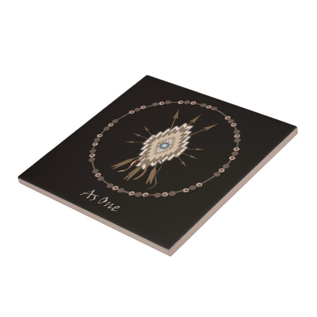 Carreau Tuile tribale d'art de motif d'amitié de symboles (Côté)