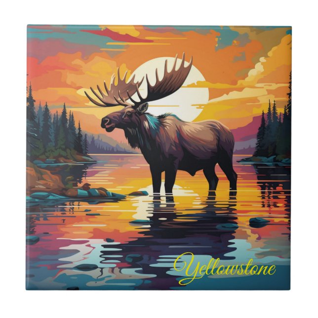 Carreau Tuile Trivet-Yellowstone Moose (Devant)
