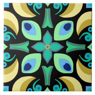 Carreau Tuile turquoise Abstraite avec arrière - plan noir