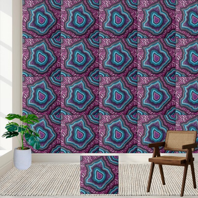 Carreau Tuile Turquoise et violette vive (Vibrant Purple and Teal Geode Tile)