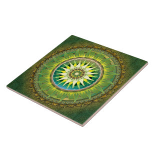 Carreau Tuile verte de mandala