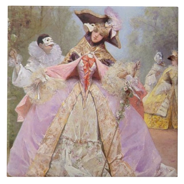 Carreau Tuile victorienne de boule de mascarade (Devant)