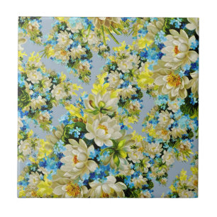 Carreau Tuile vintage à motif floral jaune