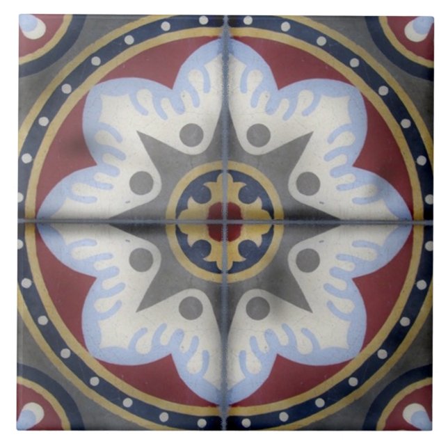 Carreau Tuile vintage antique de Français de ciment (Devant)