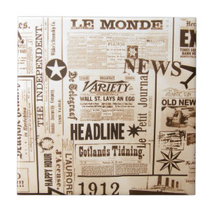 Carreau Tuile vintage de papier journal
