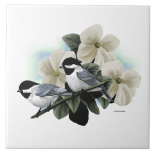 Carreau Tuiles de Chickadee couvertes par noir