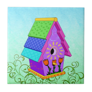 Carreau Tuiles et Trivets pour Birdhouse A-Frame violet