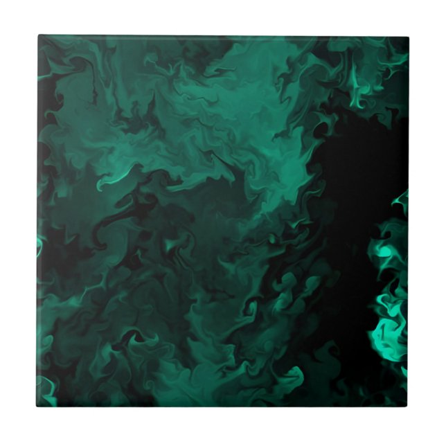 Carreau tuiles malachites motif floral délicat (Devant)