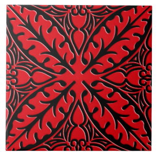 Carreau Tuiles marocaines - rouge foncé et noires