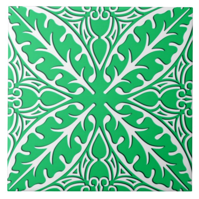 Carreau Tuiles marocaines - vert et blanc de jade (Devant)