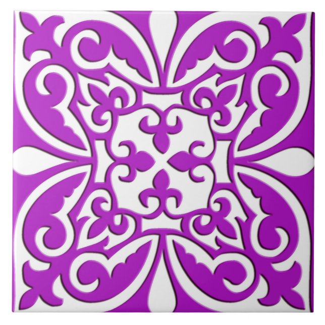 Carreau Tuiles marocaines - violet violet et blanc (Devant)