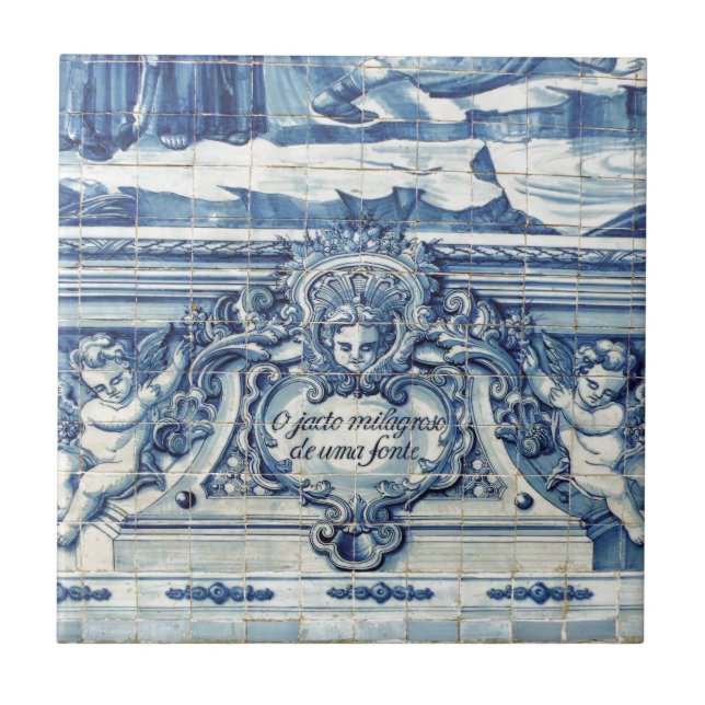 Carreau Tuiles murales portugaises bleues et blanches avec (Devant)