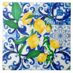 Carreau tuiles siciliennes, citron, mosaïque, majolica,<br><div class="desc">Carrelage sicilien</div>